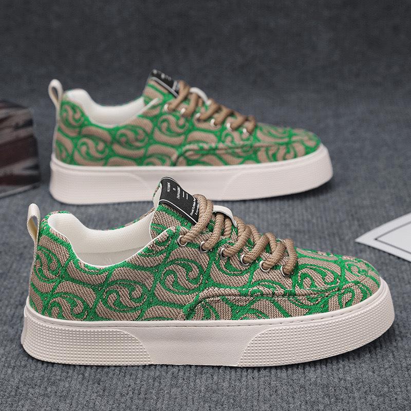 Men's trendy printed canvas skateboard shoes