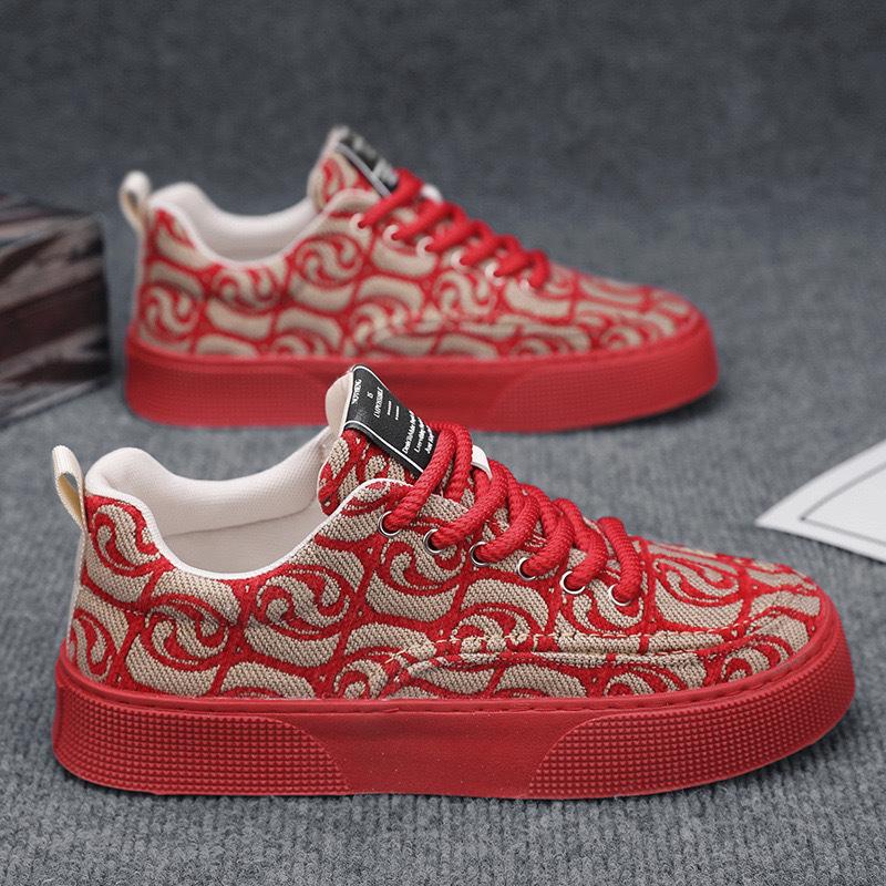 Men's trendy printed canvas skateboard shoes