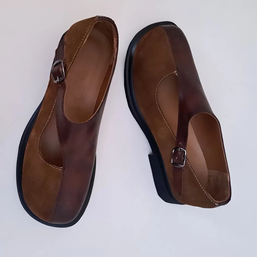 Patchwork Buckle-up Casual Shoes