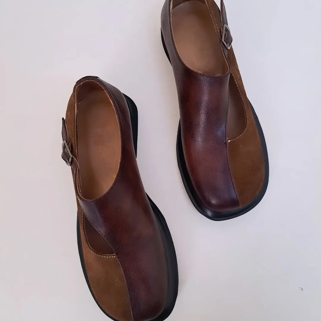 Patchwork Buckle-up Casual Shoes
