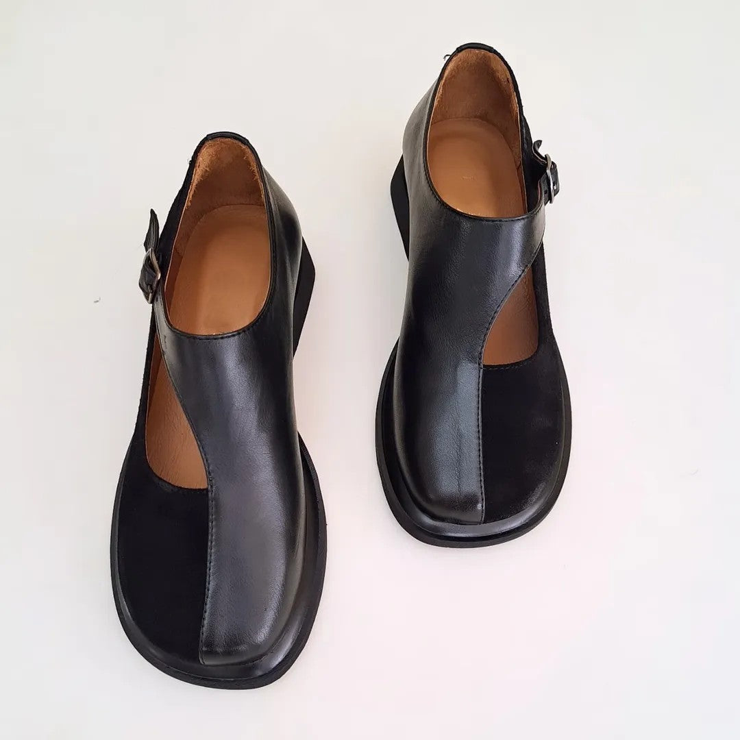 Patchwork Buckle-up Casual Shoes