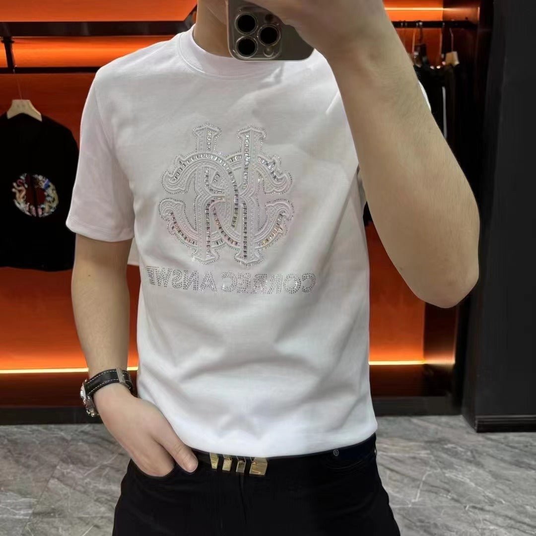 Men's casual rhinestone T-shirt