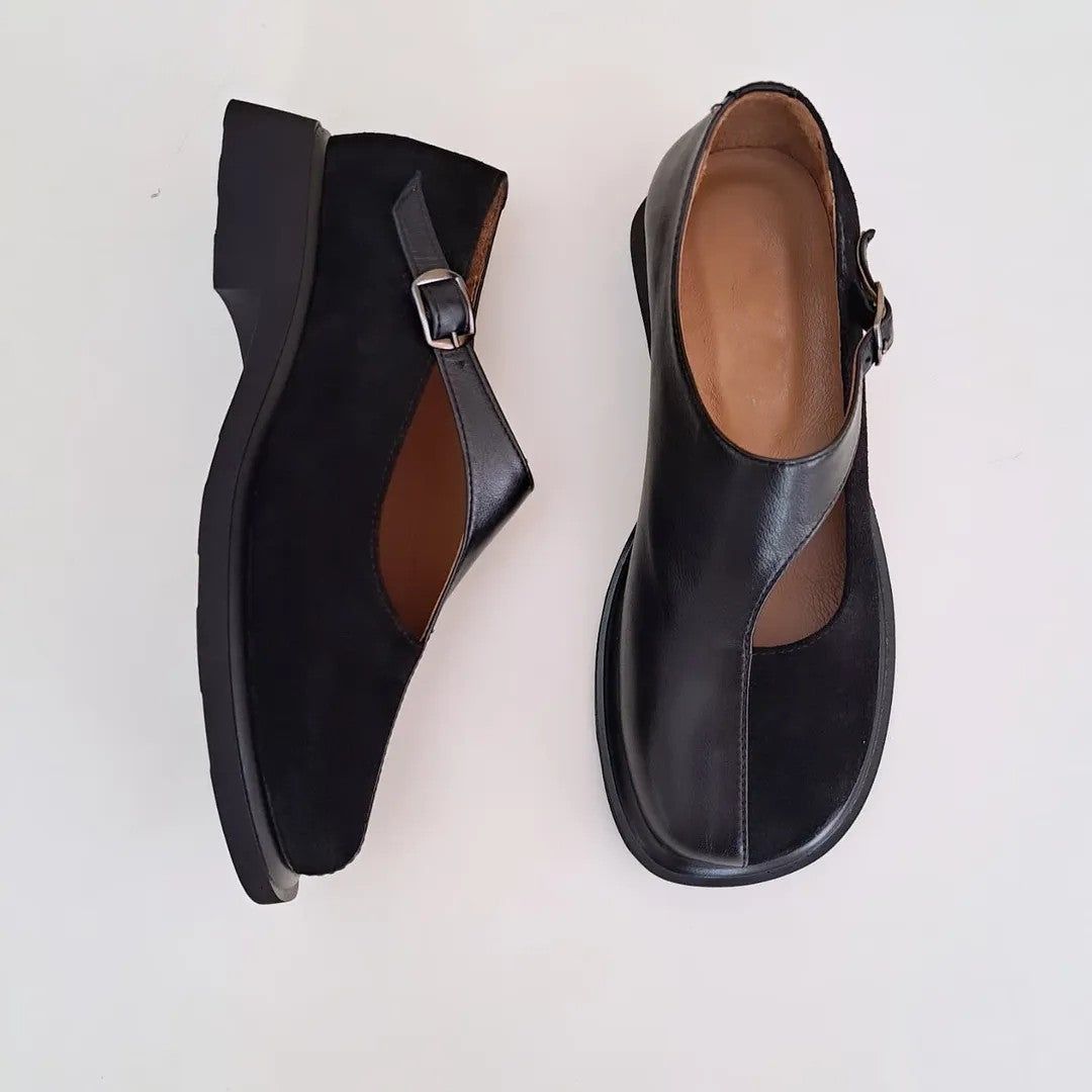 Patchwork Buckle-up Casual Shoes