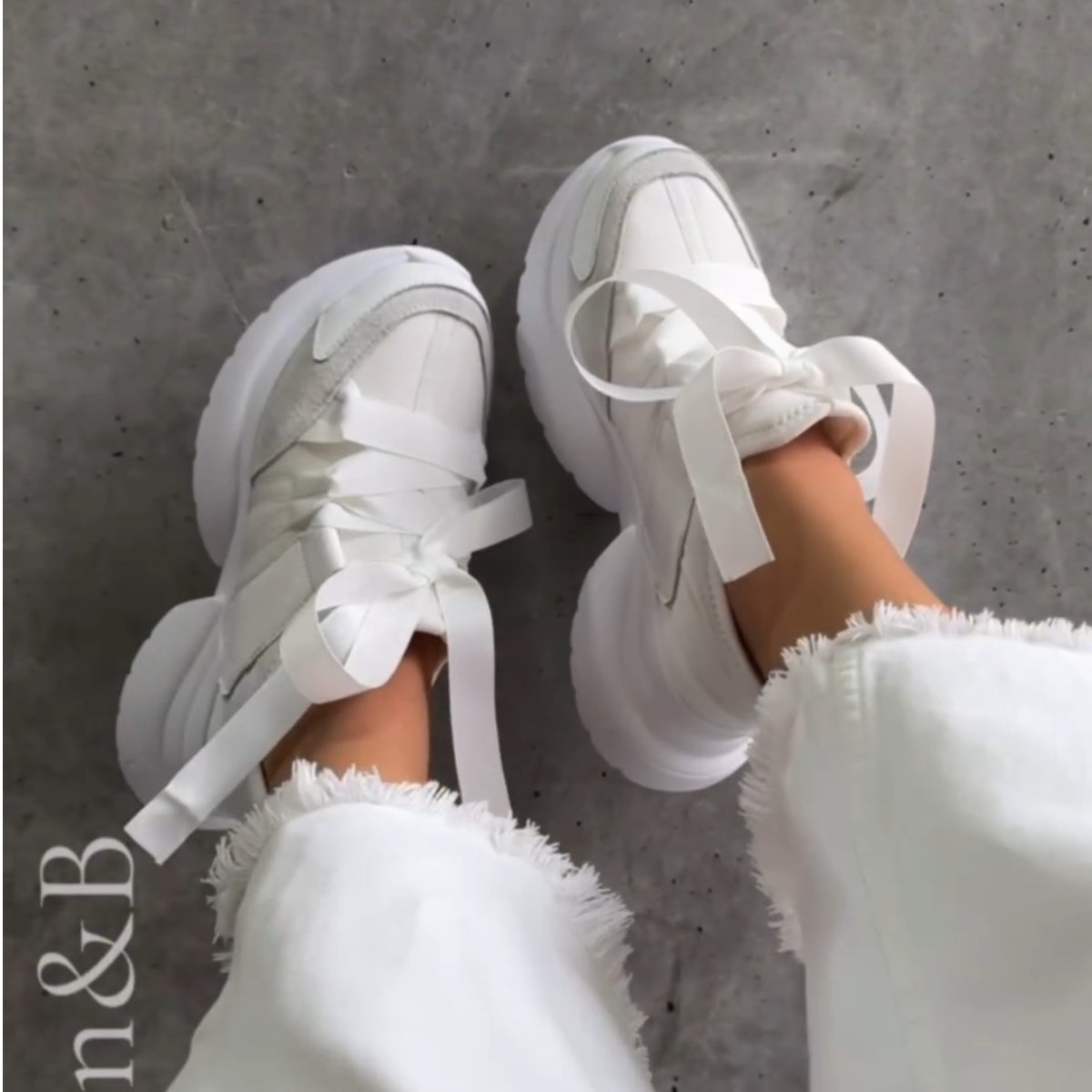 Wide Lace-Up Platform Sneakers