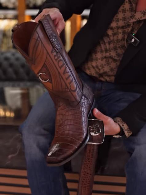 Men's Retro Croc-Print Western Boots