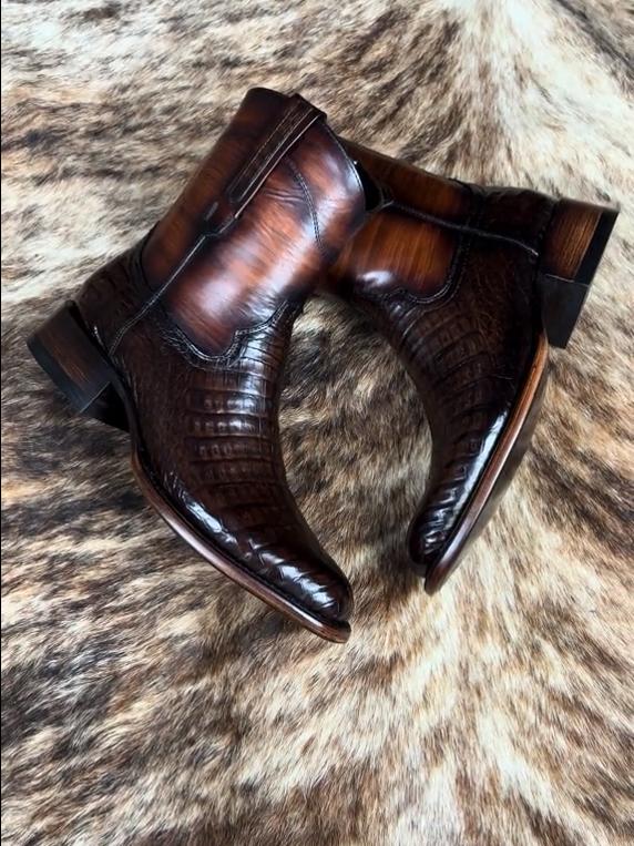 ltalian Handmade Men's Crocodile Boots