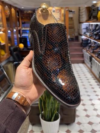 Laceless Leather Craft Anti-wrinkle Snakeskin Shoes