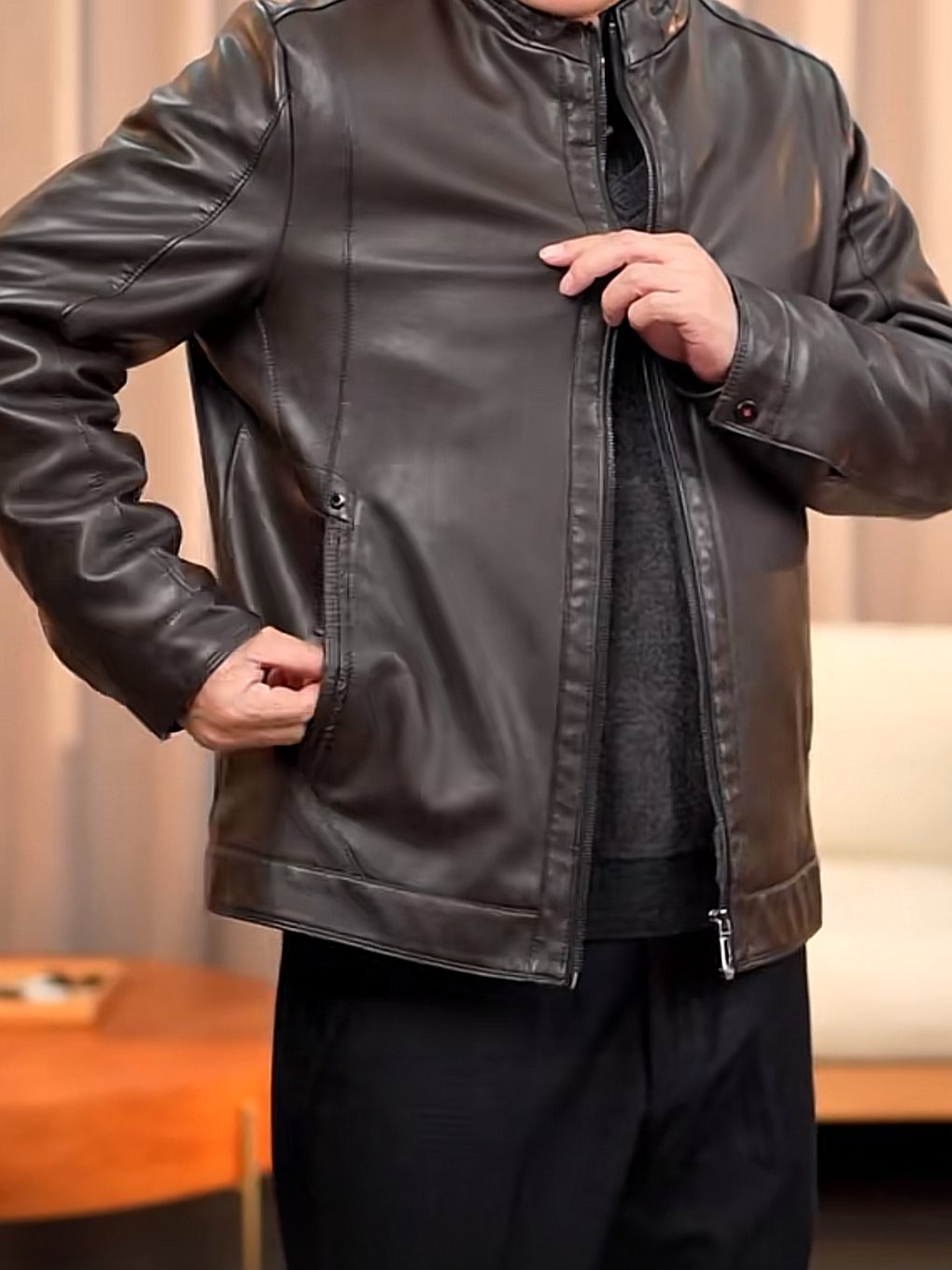 Leather windproof jacket