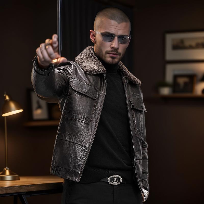 Men's premium wool leather jacket