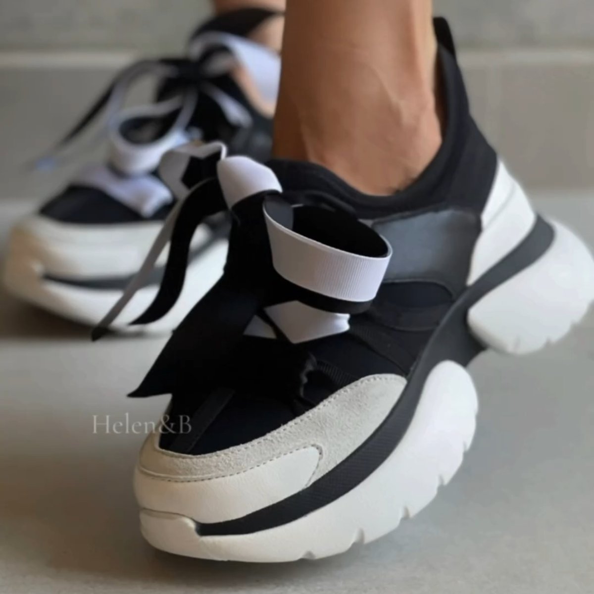 Wide Lace-Up Platform Sneakers