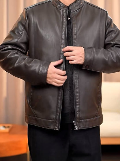 Leather windproof jacket