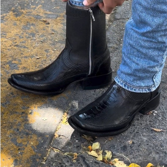 Olvera Black Leather Boots