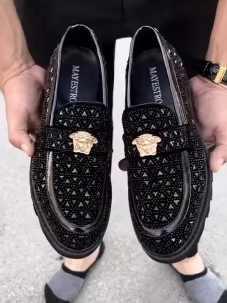 Glittering platform men's loafers