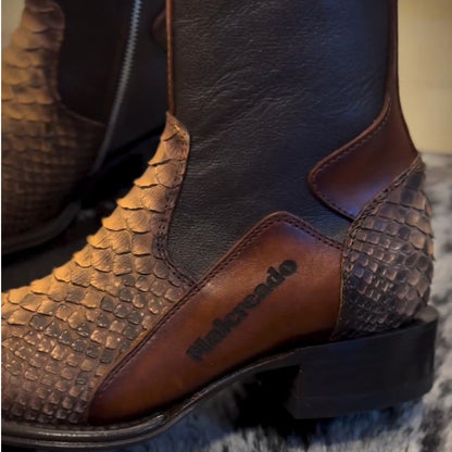 Crocodile Leather Textured Men's Boots