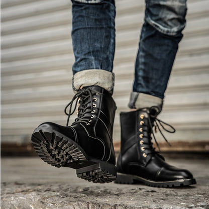 Cowhide Metal Zip Martin Boots