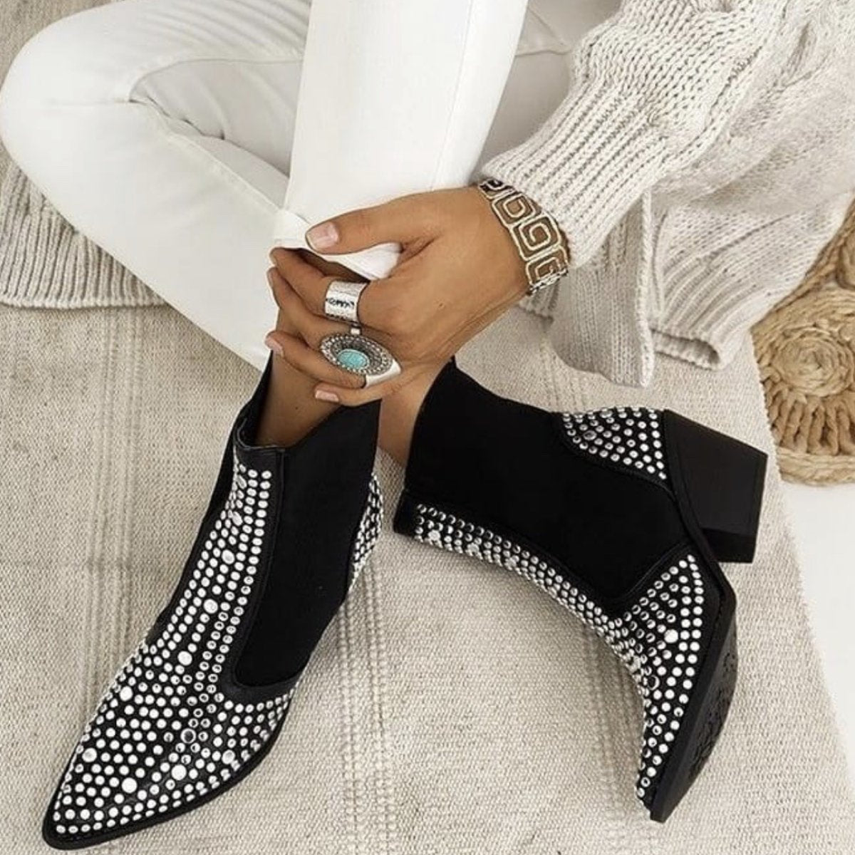 Studded Pointed Boots