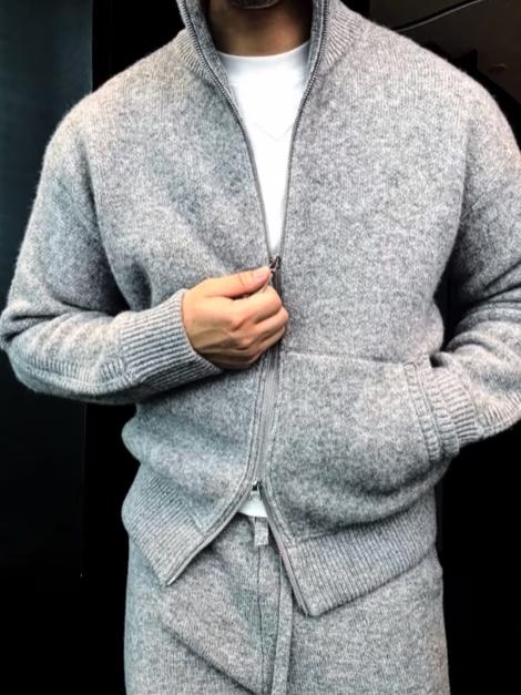 Men's Turtleneck Knitted Cardigan Casual Suit