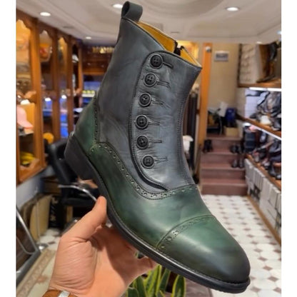 Men's Retro Button Boots