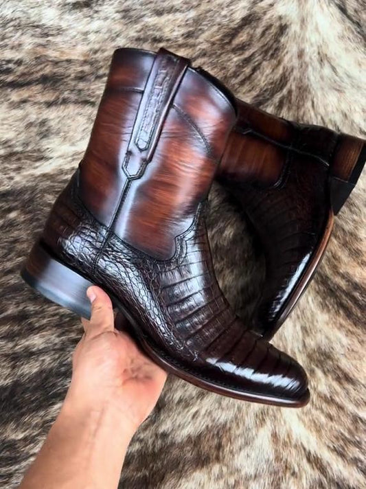 ltalian Handmade Men's Crocodile Boots