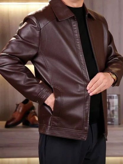 Leather windproof jacket