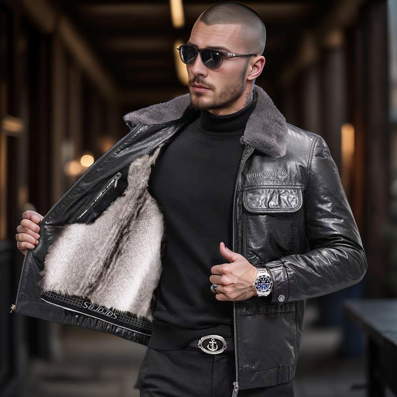 Men's premium wool leather jacket